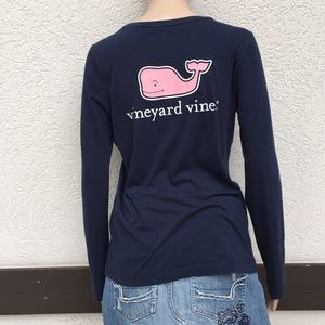 Vineyard Vines Long-Sleeve whale Logo Navy Small